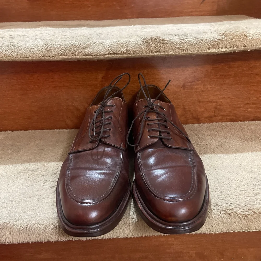 Santoni Brown Leather Oxfords & Derbys Men’s Size 9.5 In Good Condition